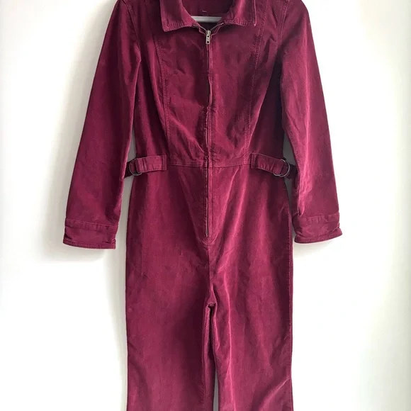 Free People Take Me Out Corduroy Jumpsuit Mulberry Size 4 - Picture 7 of 15
